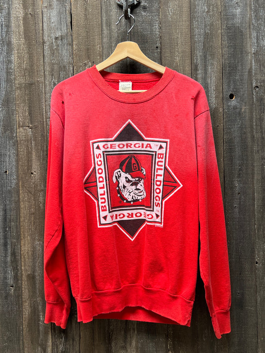 Vintage Georgia Bulldog Sweatshirt - M-Customize Your Embroidery Wording