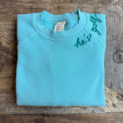 SOLID VARIETY COLORED SWEATS WITH NECKLINE PERSONALIZED HAND EMBROIDERY (22 colors)