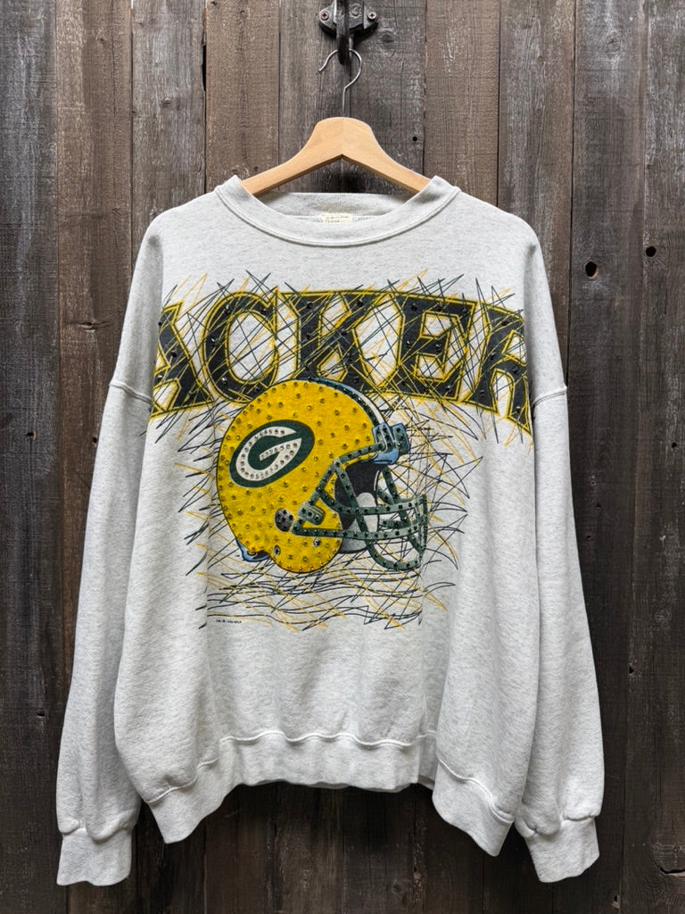 Vintage Packers Sweatshirt with Rhinestones -OS-Customize Your Embroidery Wording