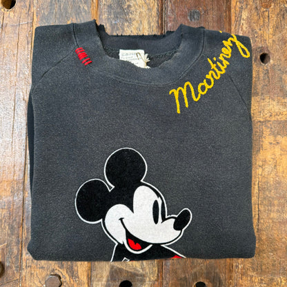 Vintage Mickey Sweatshirt-S,M,L,XL-Customize Your Embroidery Wording on Neckline & Sleeve