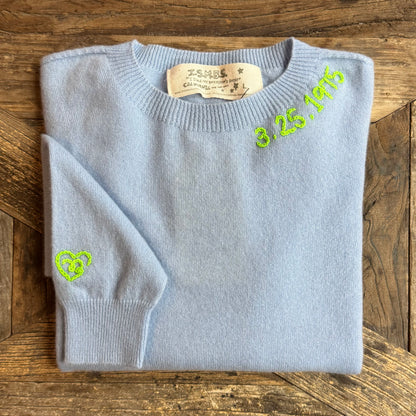 100% Cashmere Sweater - Customize Your Embroidery Wording(12 Colors)