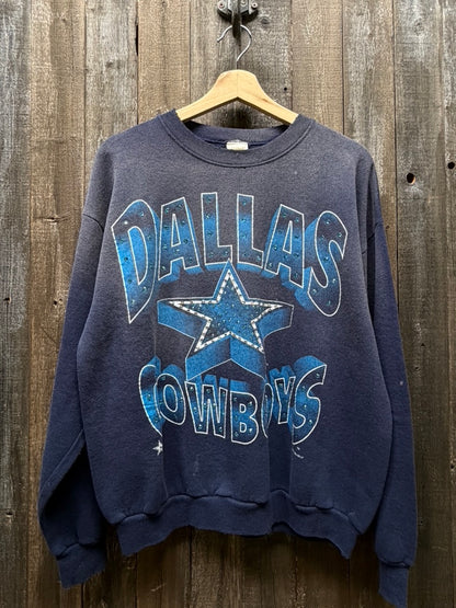 Vintage Dallas Cowboys Sweatshirt with Rhinestones-M/L-Customize Your Embroidery Wording