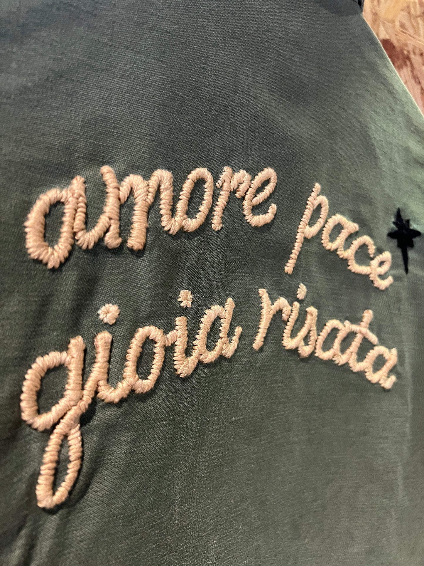 Vintage Army Jacket with Allover PERSONALIZED HAND EMBROIDERY