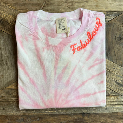 TIE DYE S/S TEE WITH CUSTOM HAND EMBROIDERY(4 Colors)