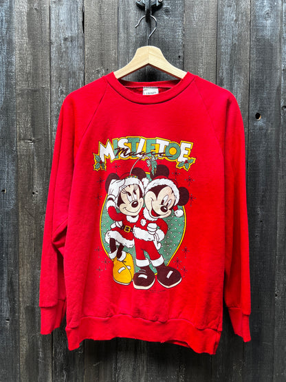 Vintage Christmas Mickey Mouse Sweatshirt-S-Customize Your Embroidery Wording