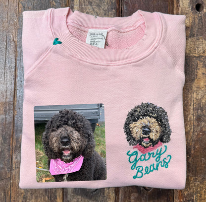 Translate Your Pet Photo into Colorful Embroidery Sweatshirt (Upload a Photo of Your Pet)