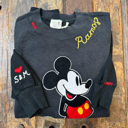 Vintage Mickey Sweatshirt-S,M,L,XL-Customize Your Embroidery Wording on Neckline & Sleeve