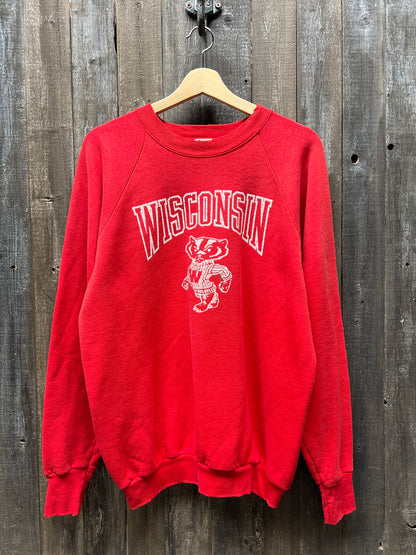 Vintage Wisconsin Sweatshirt -L-Customize Your Embroidery Wording