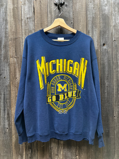 Vintage Michigan Sweatshirt -L/XL-Customize Your Embroidery Wording