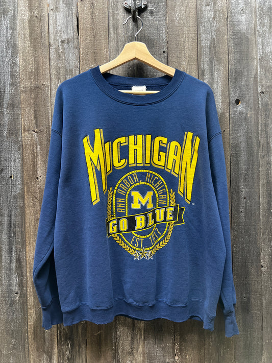 Vintage Michigan Sweatshirt -L/XL-Customize Your Embroidery Wording