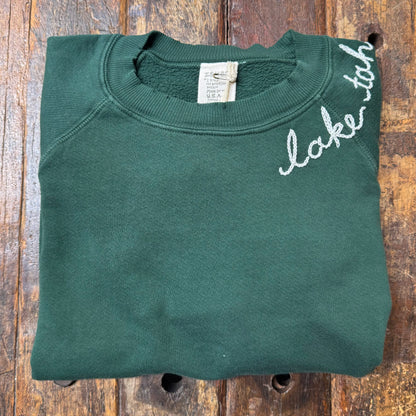 WYOMING PINE GREEN SWEATS WITH CUSTOM HAND EMBROIDERY