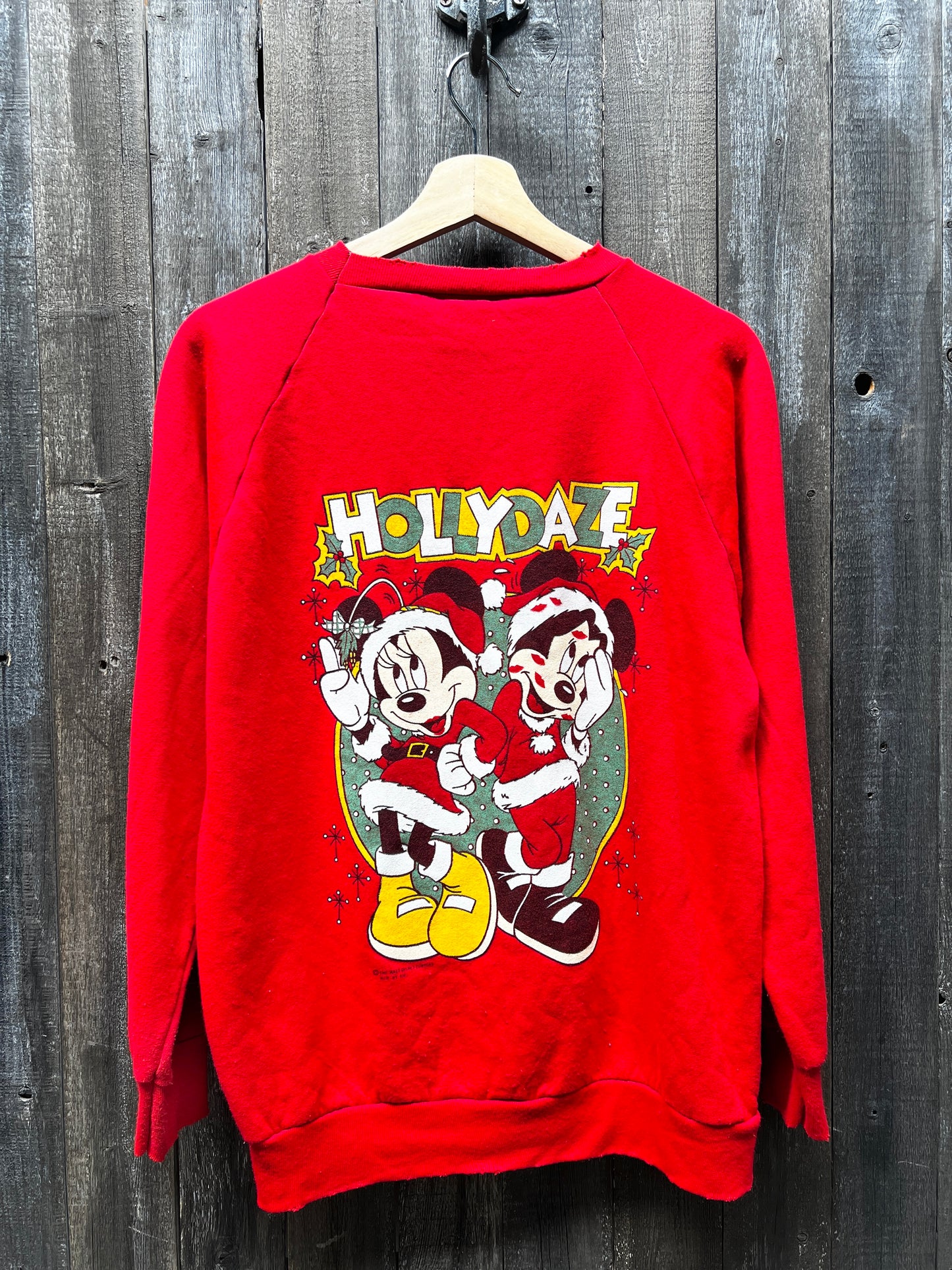 Vintage Christmas Mickey Mouse Sweatshirt-S-Customize Your Embroidery Wording