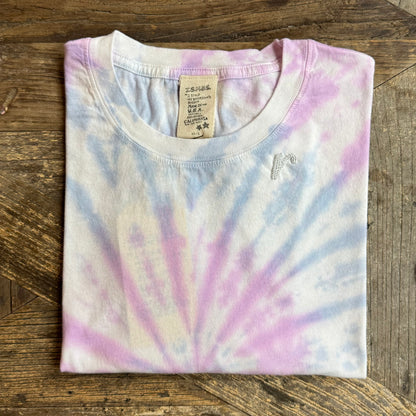 TIE DYE S/S TEE WITH CUSTOM HAND EMBROIDERY(4 Colors)