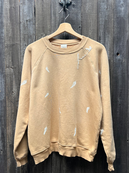 Feather Allover Puff Print Sweatshirt -Customize Your Embroidery Wording (2 Colors)