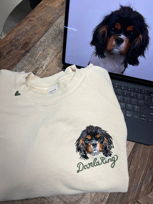 Translate Your Pet Photo into Colorful Embroidery Sweatshirt (Upload a Photo of Your Pet)