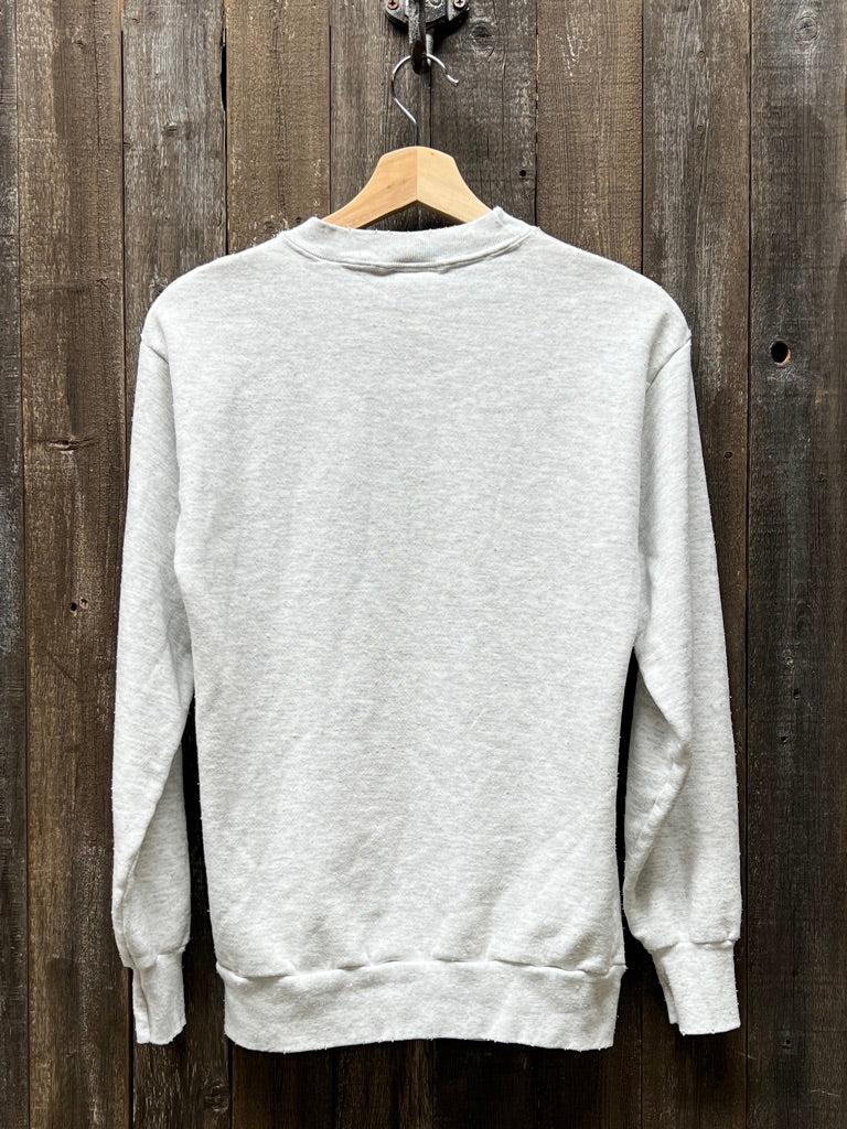 Upcycled white embroidered crew neck sweatshirt on sale