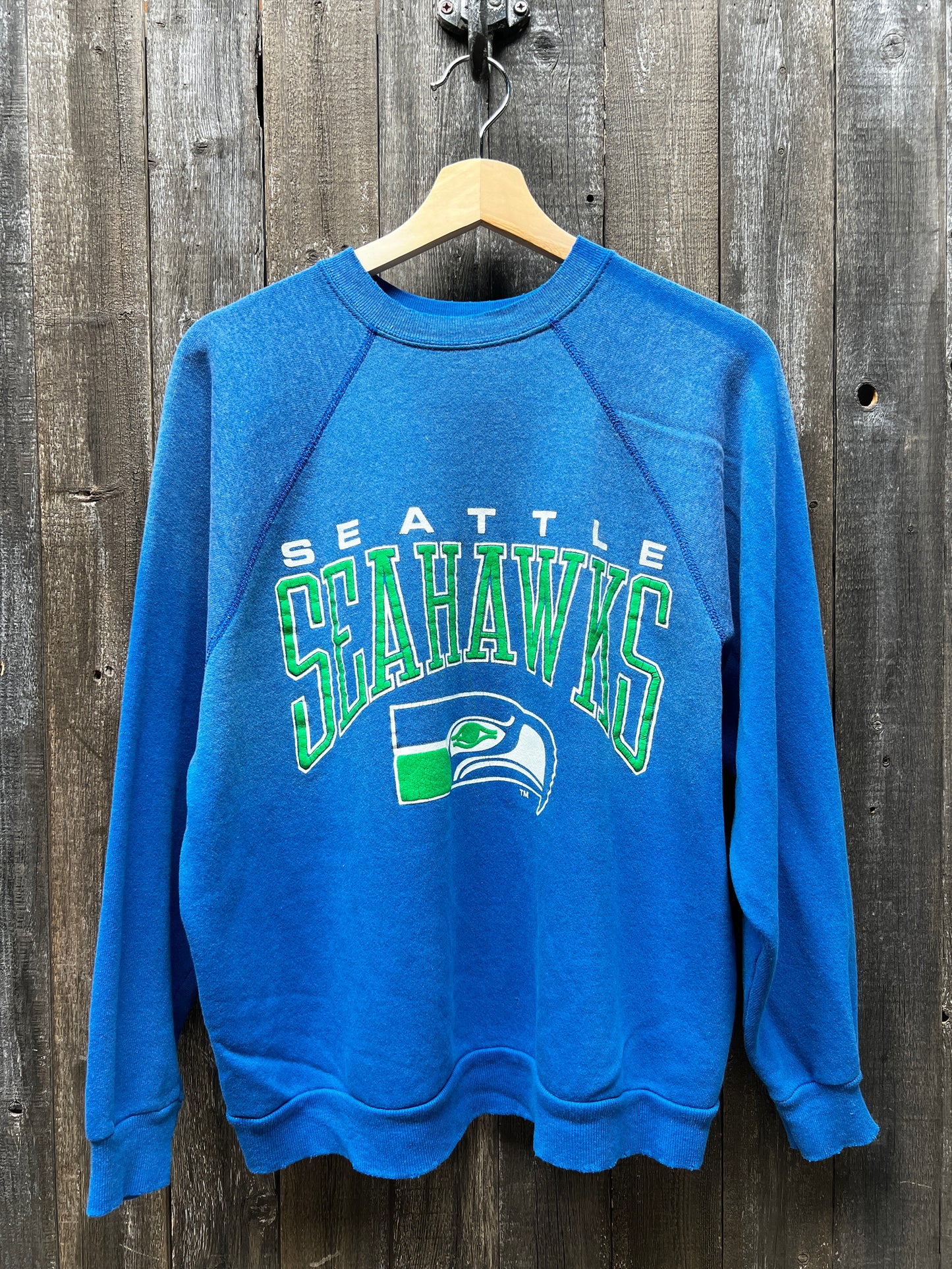 Vintage Seattle Seahawks Sweatshirt -L-Customize Your Embroidery Wording