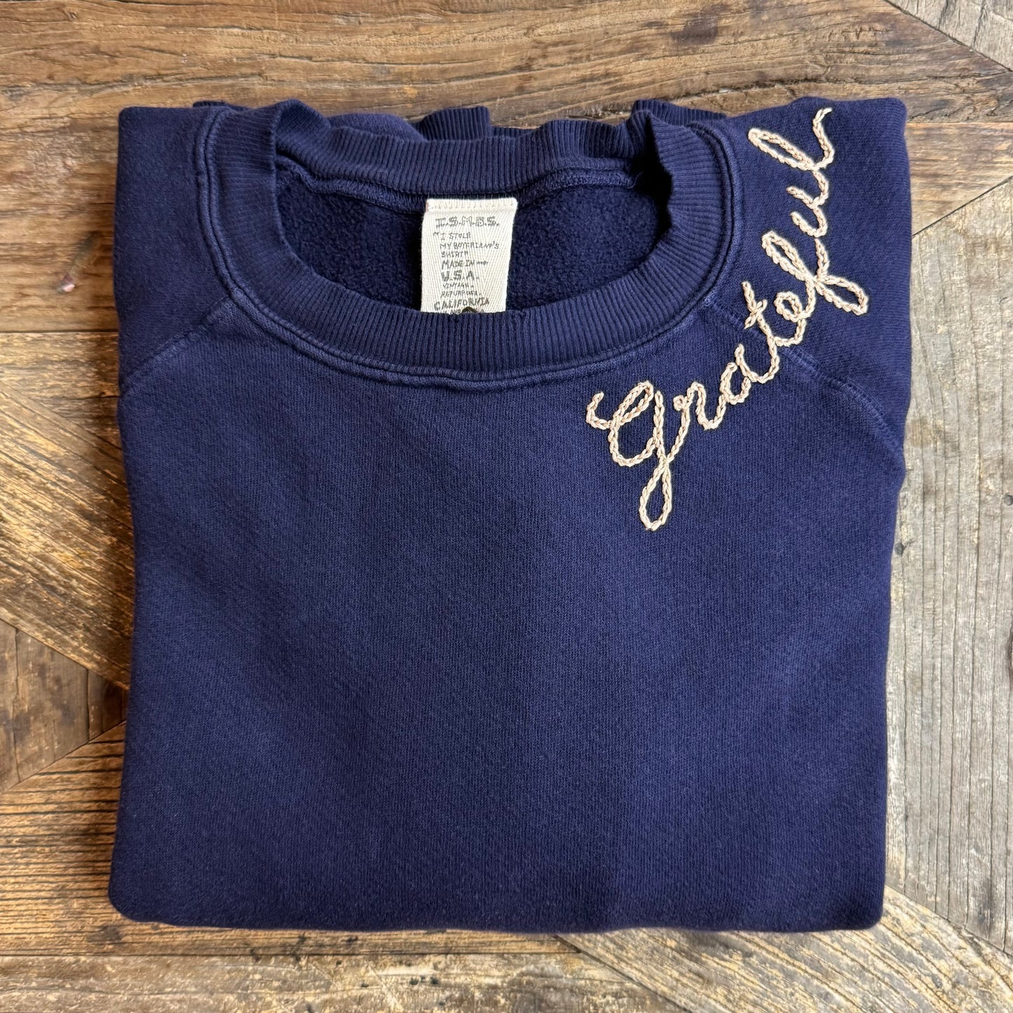 Choose Grateful or Thankful Custom Hand Embroidered Sweatshirts  (20 Colors)
