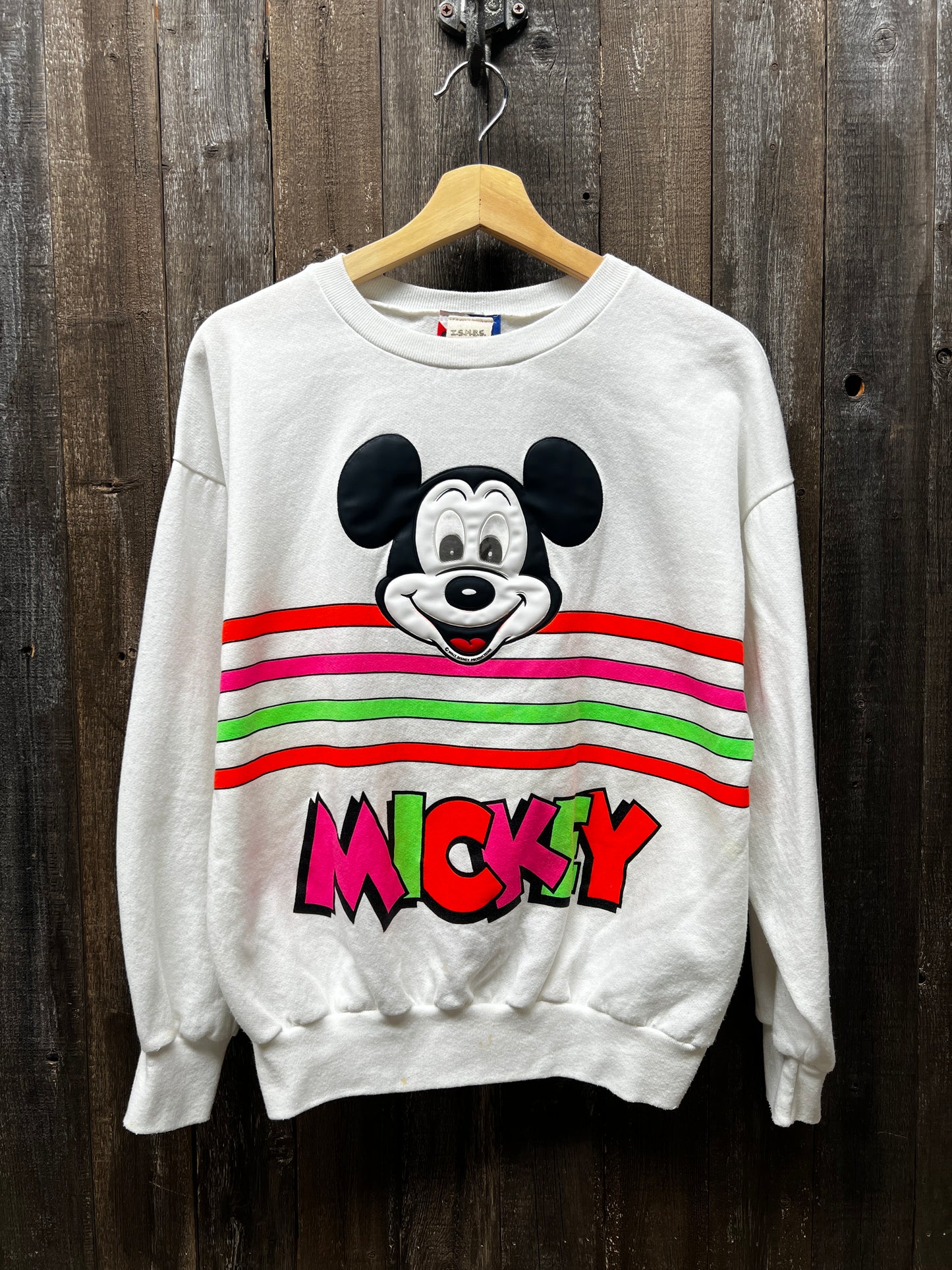 Vintage Mickey Neon Sweatshirt-S/M Customize Your Embroidery Wording