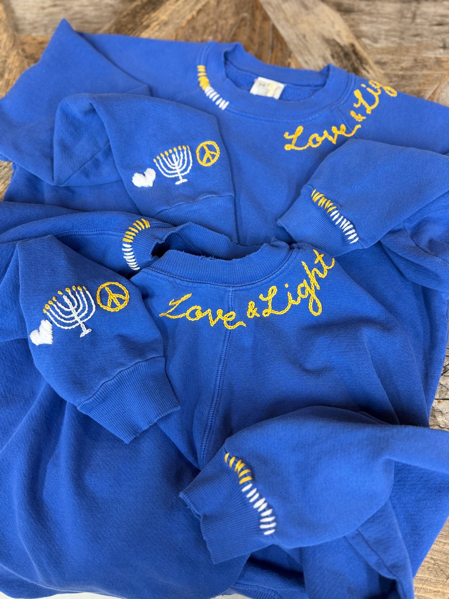Menorah Sweatshirt with Customize Your Embroidery Wording (6 Colors)