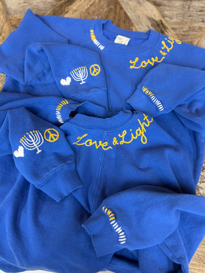 Menorah Sweatshirt with Customize Your Embroidery Wording (6 Colors)