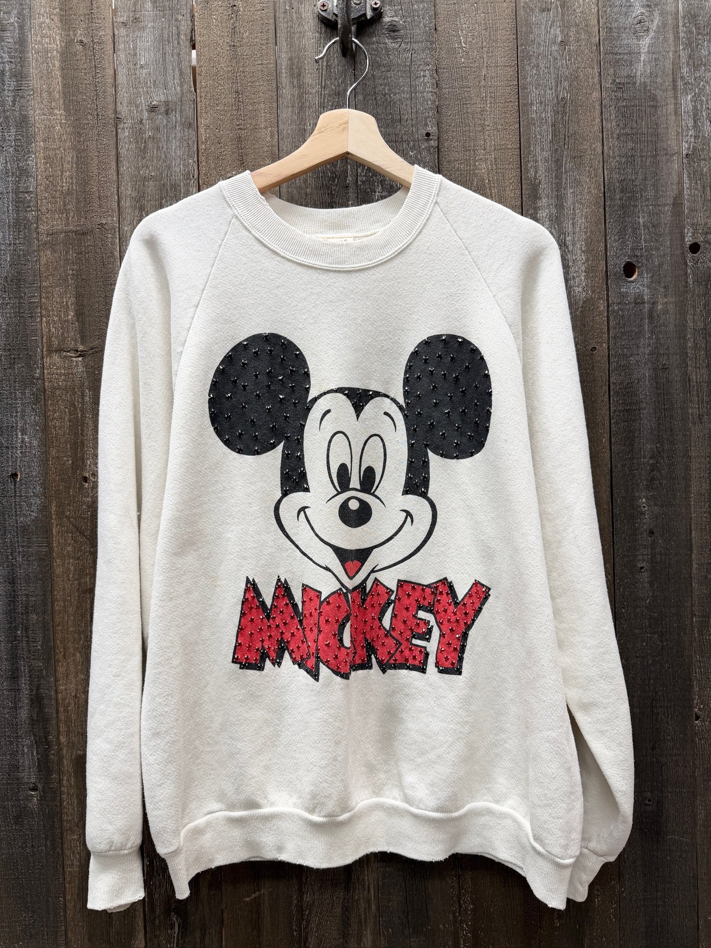 Vintage Mickey Sweatshirt with Rhinestones-OS- Customize Your Embroidery Wording