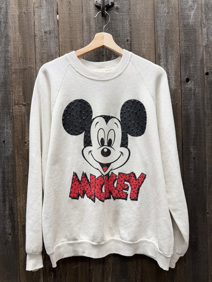 Vintage Mickey Sweatshirt with Rhinestones-OS- Customize Your Embroidery Wording