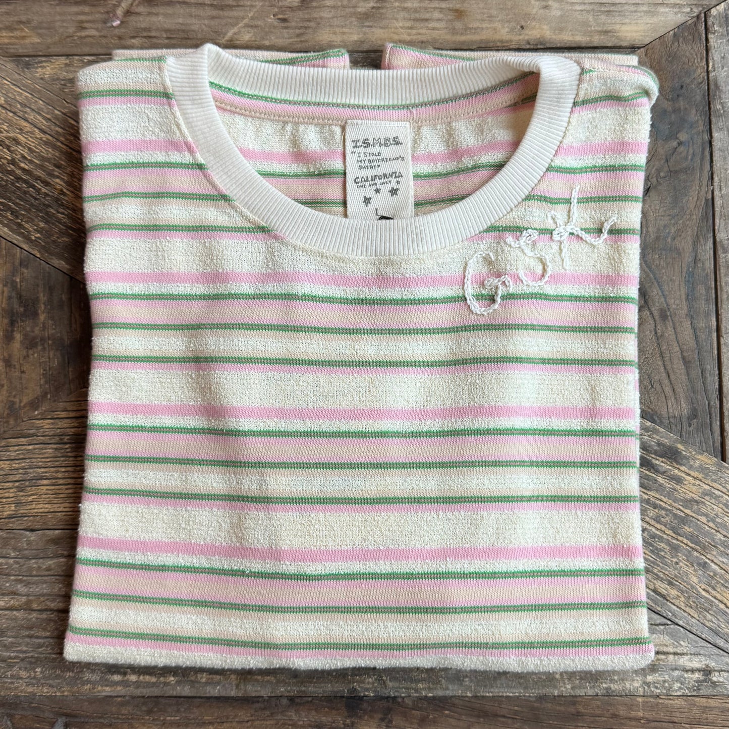 TERRY TEE WITH CUSTOM HAND EMBROIDERY(4 Colors)