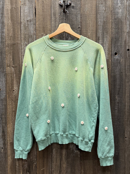 PEDAL BLOOM ALLOVER MINI FLOWER PATCH SWEATSHIRT WITH CUSTOM HAND EMBROIDERY(6 Colors)