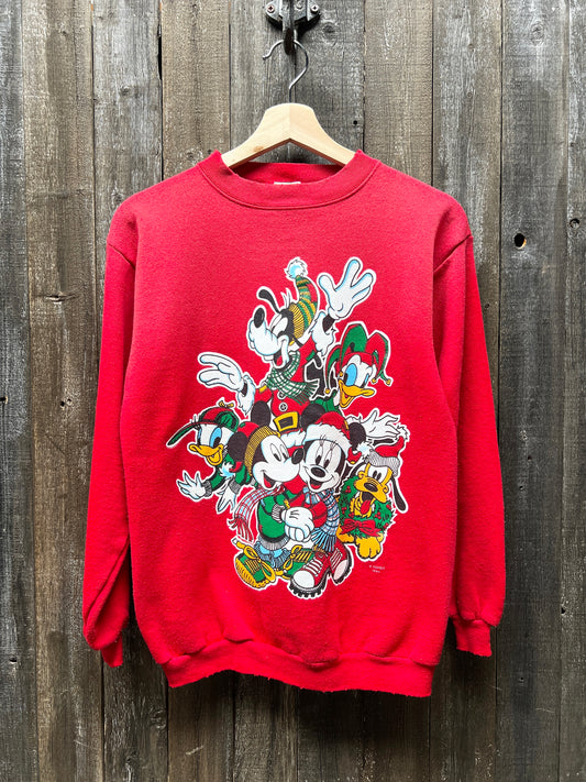 Vintage Christmas Mickey & Friends Sweatshirt-S-Customize Your Embroidery Wording