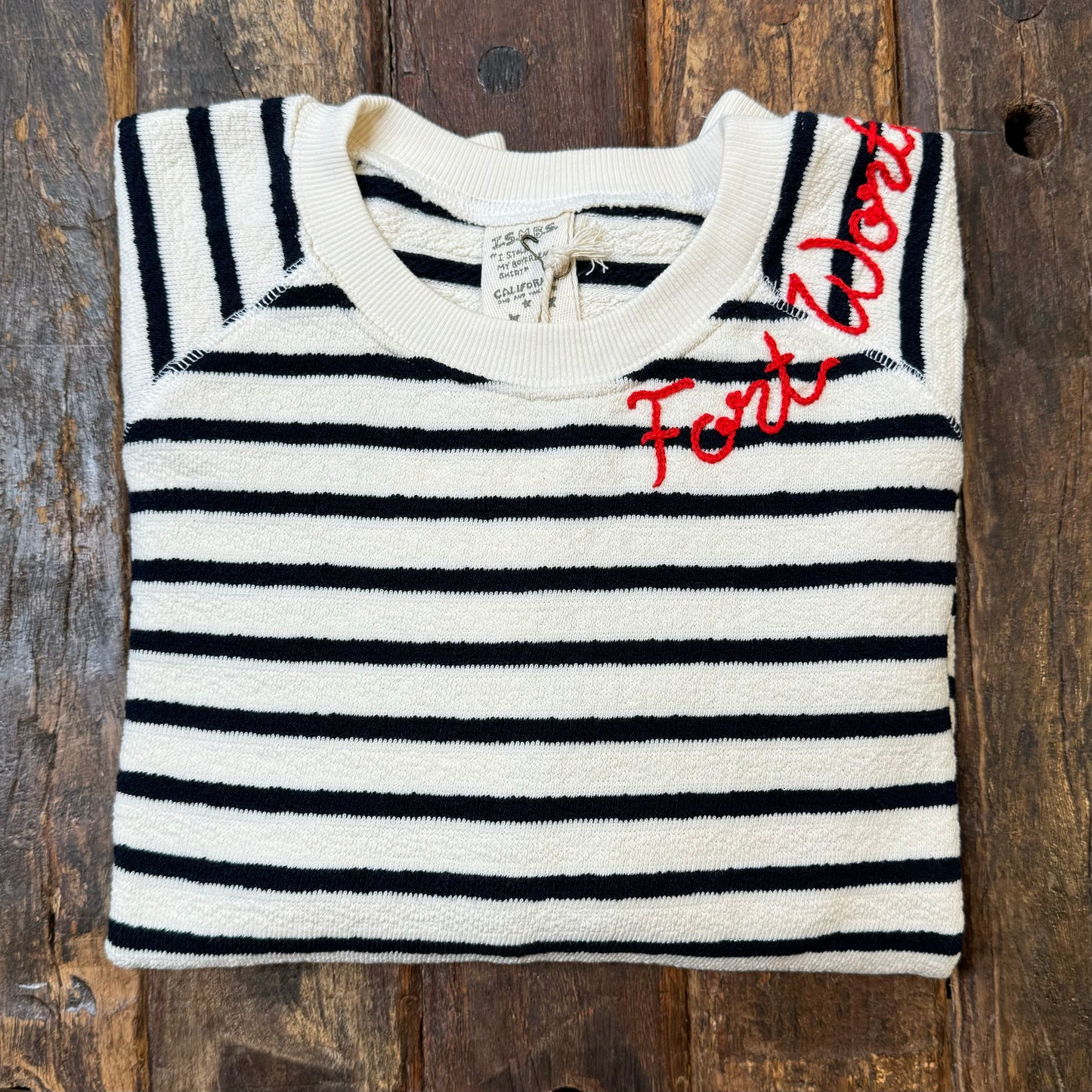 MALIBU 24 STRIPED SWEATSHIRT WITH CUSTOM HAND EMBROIDERY-2 COLORS