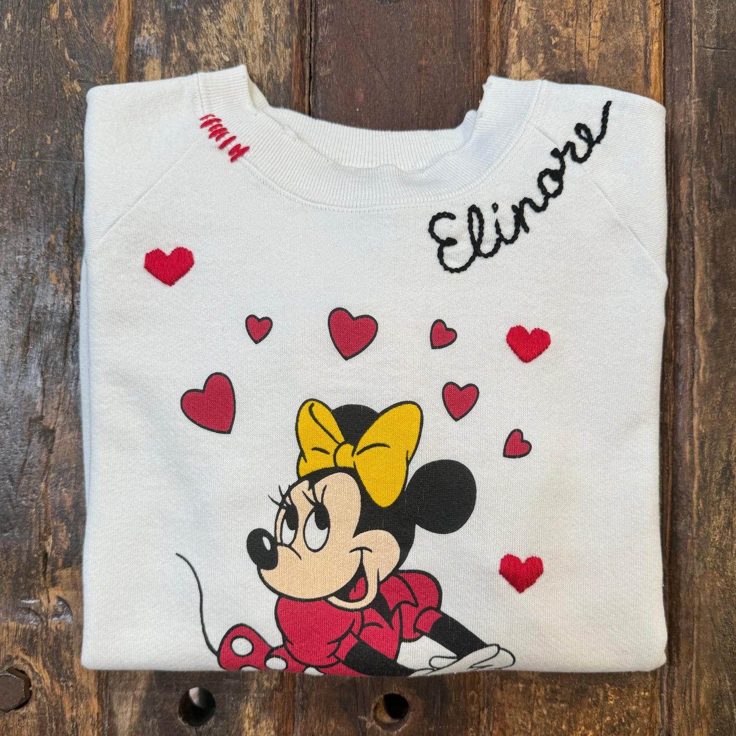 ALL MY HEART Vintage Minnie Sweatshirt-S/M,M/L- Customize Your Embroidery Wording