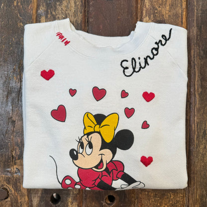 ALL MY HEART Vintage Minnie Sweatshirt-S/M,M/L- Customize Your Embroidery Wording