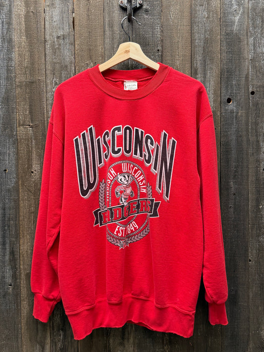Vintage Wisconsin Sweatshirt -M/L-Customize Your Embroidery Wording