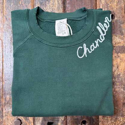 WYOMING PINE GREEN SWEATS WITH CUSTOM HAND EMBROIDERY