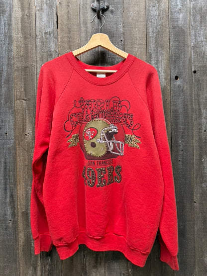 Vintage 49ers Sweatshirt with Rhinestones -M/L-Customize Your Embroidery Wording