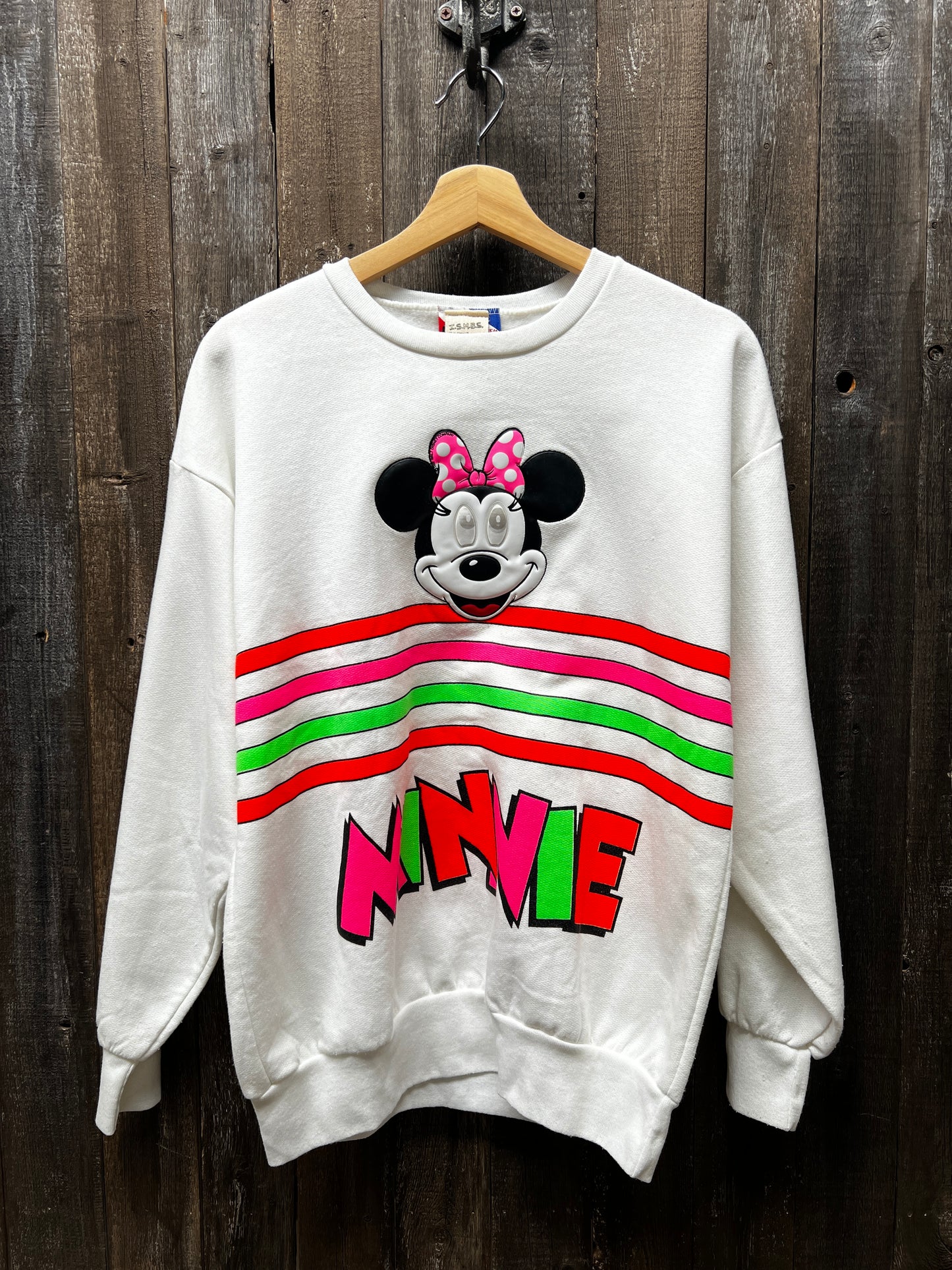 Vintage Minnie Neon Sweatshirt-M/L- Customize Your Embroidery Wording