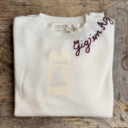 100% Cashmere Sweater - Customize Your Embroidery Wording(12 Colors)