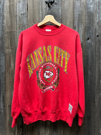 Vintage Kansas City Chiefs Sweatshirt -L-Customize Your Embroidery Wording