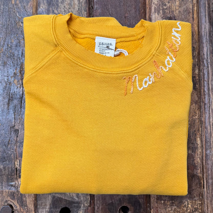 CUT & SEW COLOR WARM COLOR SWEATS WITH CUSTOM HAND EMBROIDERY (11 Colors)