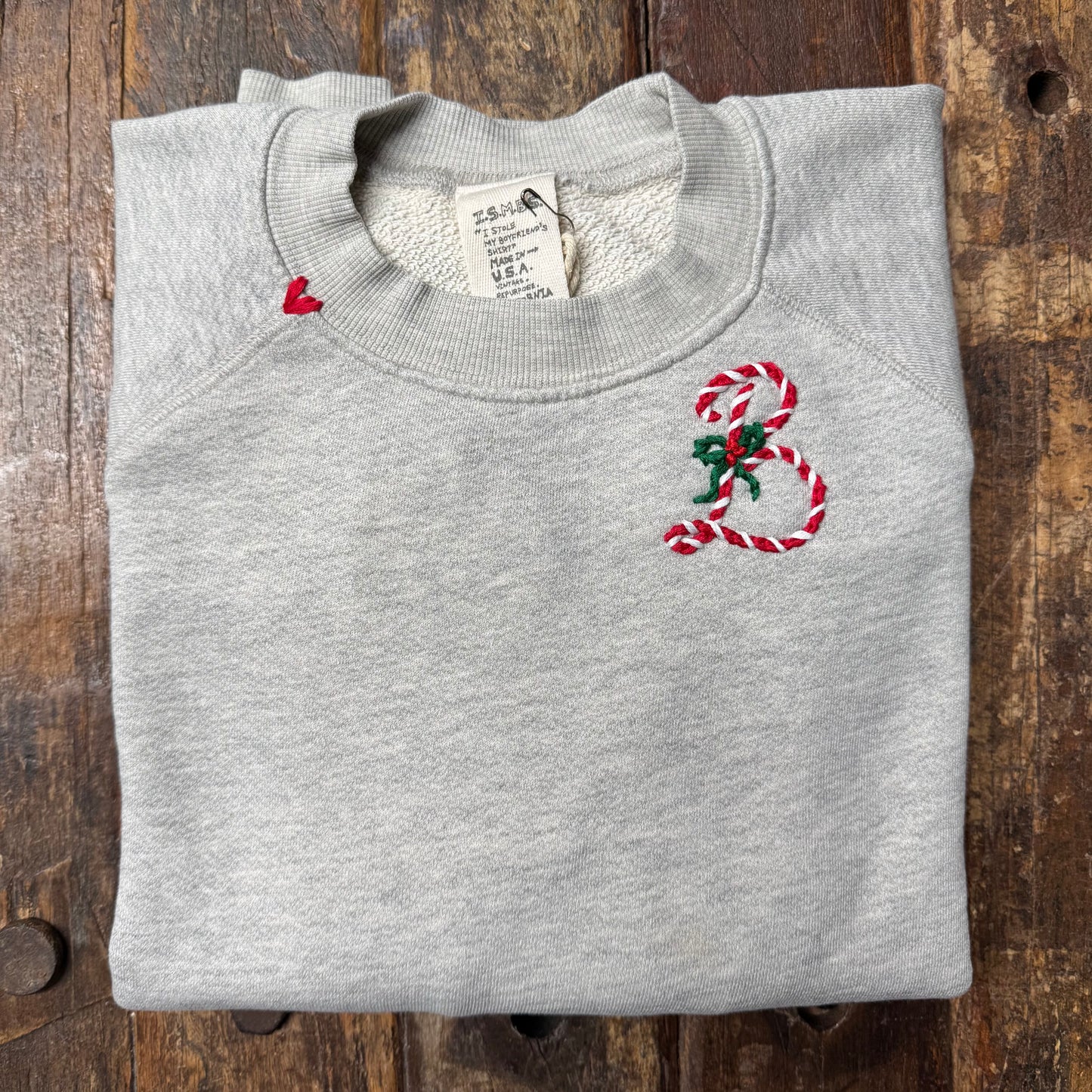 Candy Cane Monogram(Choose Your Alphabet) Sweatshirt