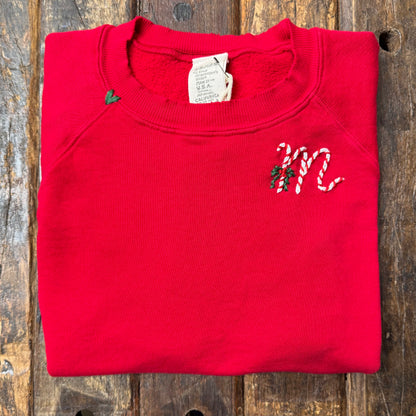 Candy Cane Monogram(Choose Your Alphabet) Sweatshirt