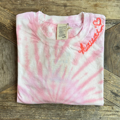 TIE DYE S/S TEE WITH CUSTOM HAND EMBROIDERY(4 Colors)