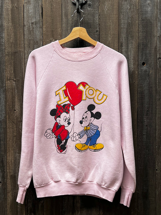 Vintage Mickey & Minnie Sweatshirt-M- Customize Your Embroidery Wording