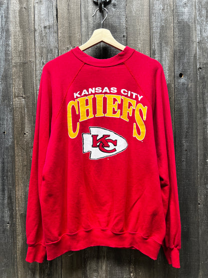 Vintage Kansas City Chiefs Sweatshirt -L-Customize Your Embroidery Wording