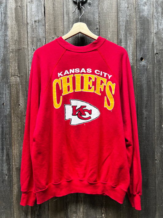 Vintage Kansas City Chiefs Sweatshirt -L-Customize Your Embroidery Wording