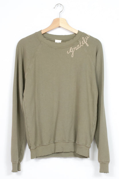 Choose Grateful or Thankful (Chest) Custom Hand Embroidered Sweatshirts  (20 Colors)