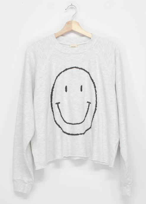 Big Smiley Cropped Sweatshirt-OS-Lt. H. Grey