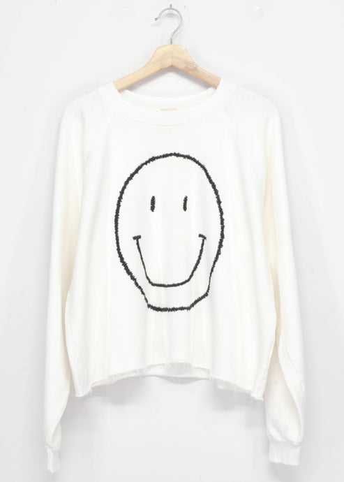 Big Smiley Cropped Sweatshirt-OS-Off White