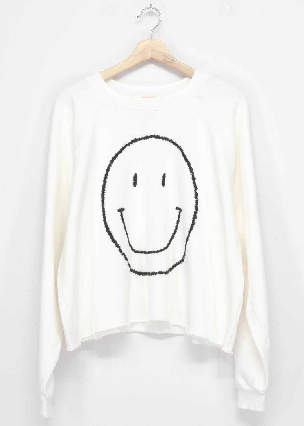 Big Smiley Cropped Sweatshirt-OS-Off White